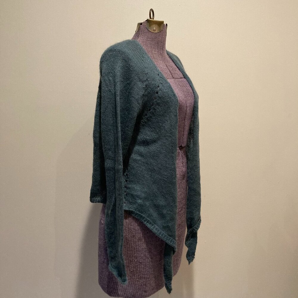 Y2k Vintage Mohair Turquoise Ballet Tie Sweater - Picture 4 of 9